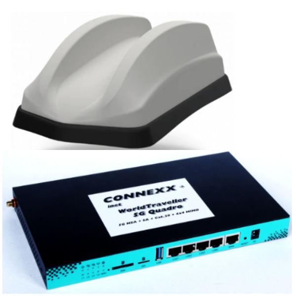 Das Power-System mit 5G: CONNEXX-inet WorldTraveller 5G Quadro - zukunftssicheres schnelles Internet für Office, TV, Streaming und Surfen